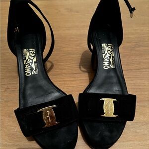 Black Suede pump shoes Salvatore Ferragamo 
9B size